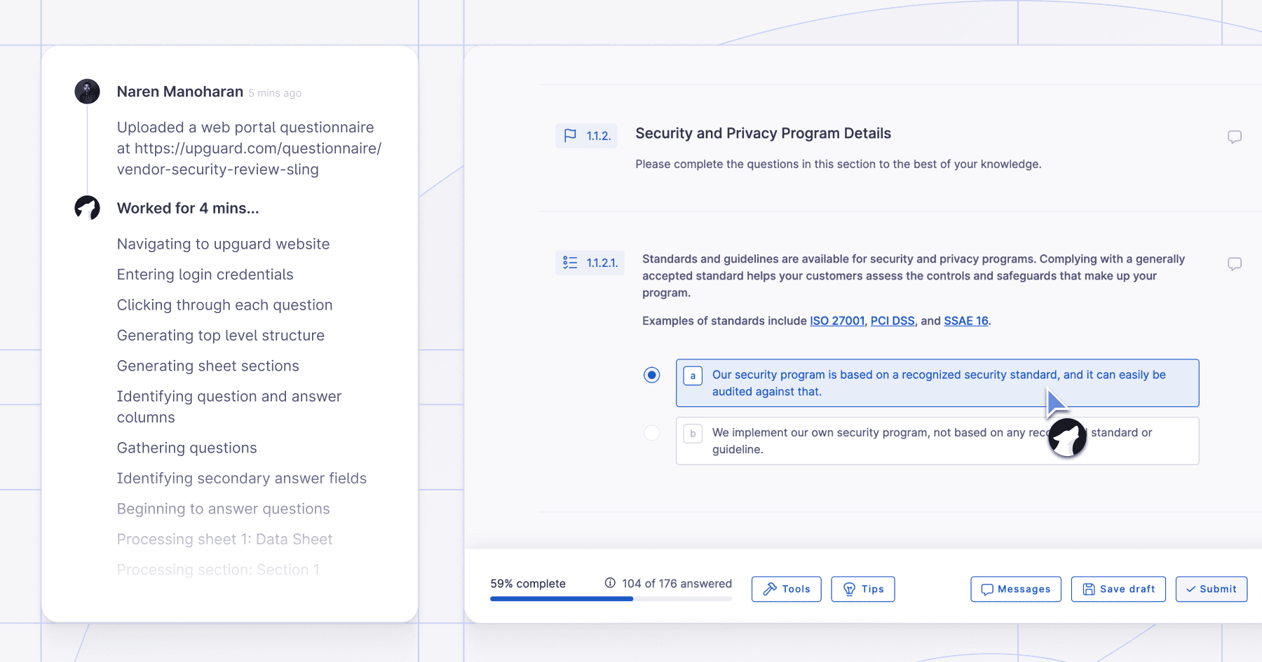 Illustration for AI agent for completing security questionnaires on web portals
