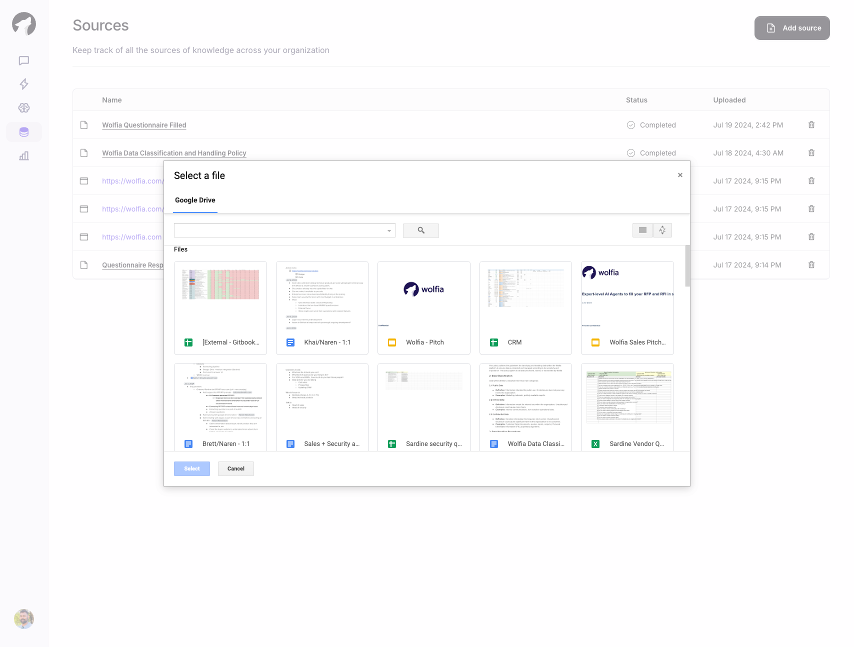 Google Drive Integration Interface