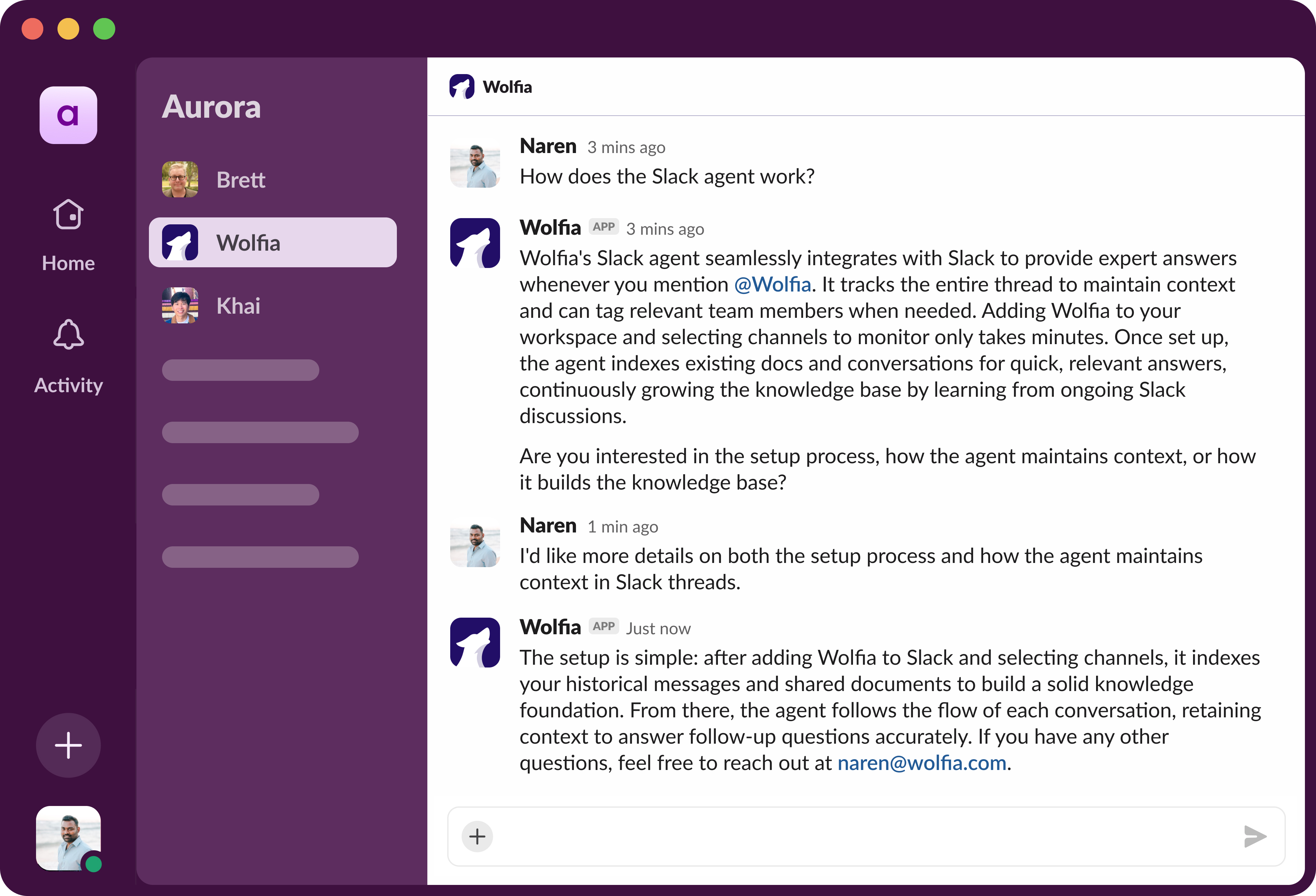 Slack conversation example